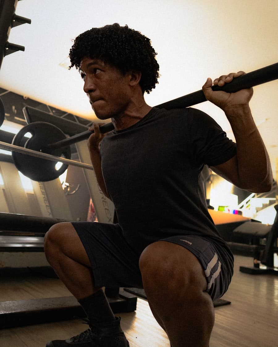 Person performing a heavy barbell squat
